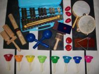 A variety of percussion instruments provides a creative sound palette for rhythm drills, ensemble work, & improvisation.